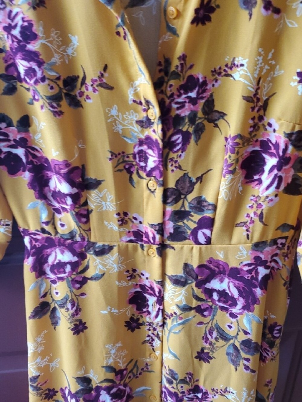 Time and Tru Mustard Yellow Floral Maxi Dress - Picture 5 of 10